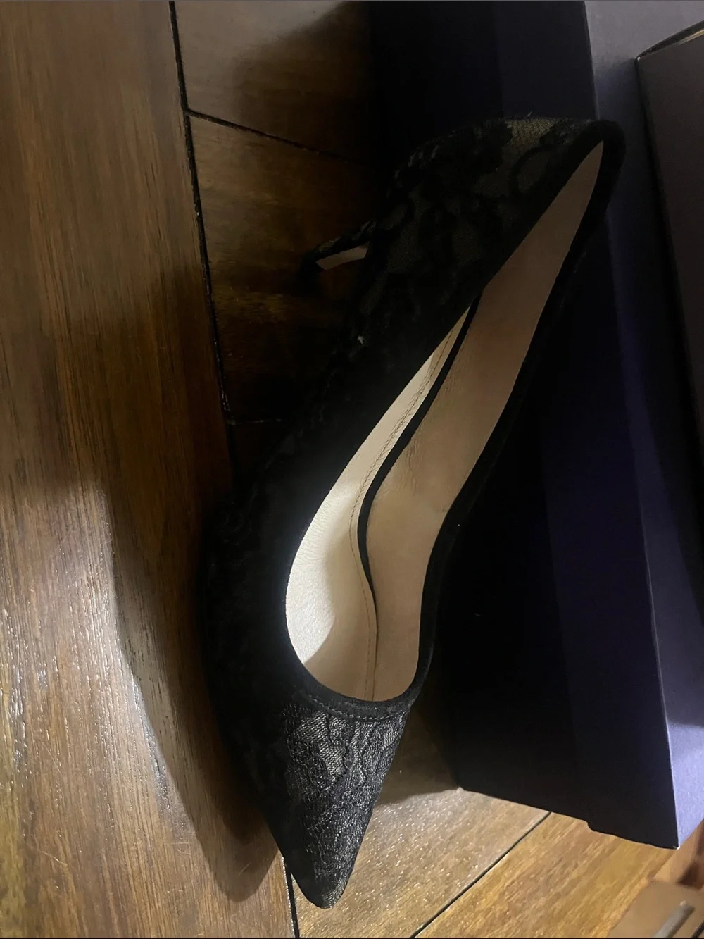 Louise et Cie Black Lace Pointed Toe Stiletto Pump